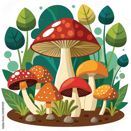 Fungi Wonders: A Vector Journey into the Mushroom Kingdom