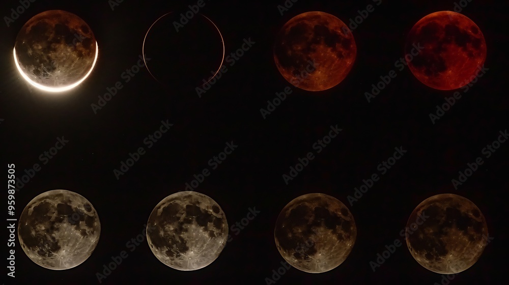 Obraz premium Dramatic scene with Lunar Proximity during an eclipse showing the moon's close approach with intense brightness