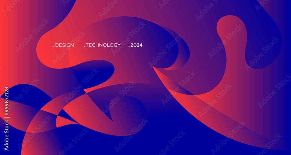 Obraz premium 3D red geometric fluid abstract background. Minimalist modern graphic design element cutout style concept for banner, flyer, card, or brochure cover
