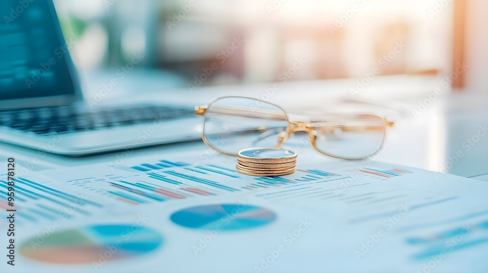Financial Success with Coins and Charts Financial Success with Coins and Charts