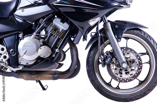 black sport bike motorcycle on a transparent background