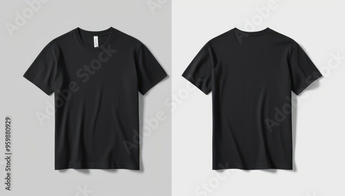 black t-shirt mockup front and back white background