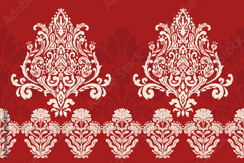 Motifs African paisley boho Floral Ikat seamless pattern embroidery border. Ethnic ikat saree sarong  flower design for Ikat pattern and Ethnic Pattern.Border indian floral Aztec embroidery patterns.