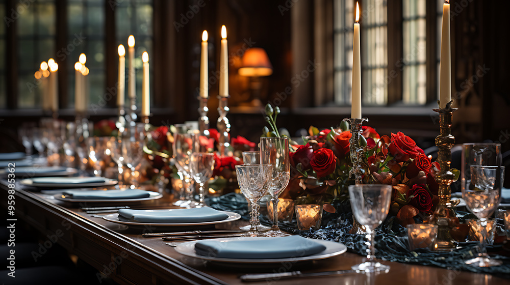 Manor's holiday tablescape and dinner setting during Christmas.