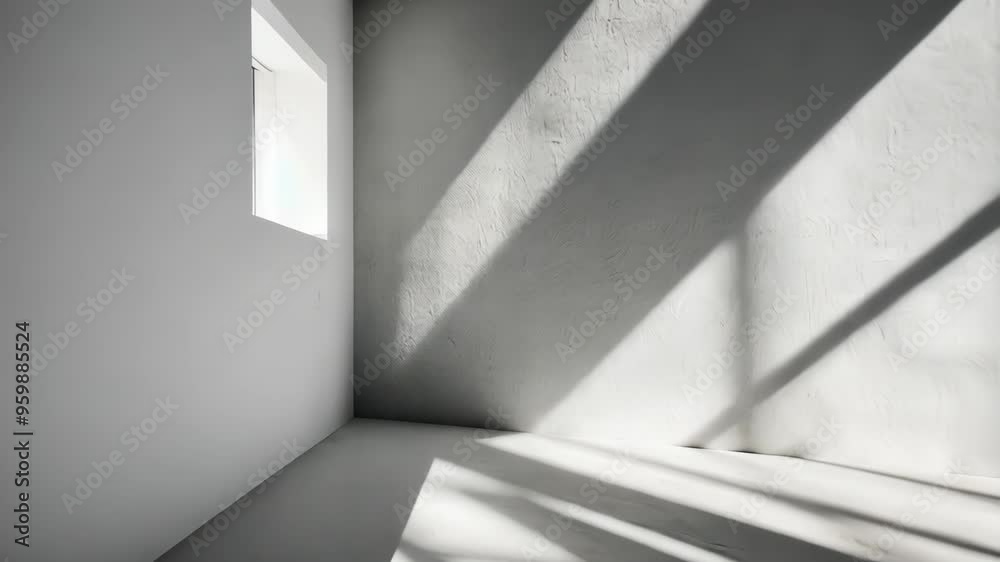 Exploring the interplay of light and shadow in an empty room with geometric patterns