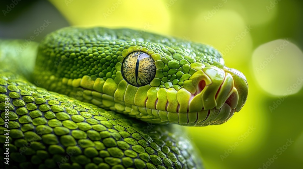 Green Python Scales Texture Close-Up Intricate Natural Design Green Python Scales Texture Close-Up Intricate Natural Design