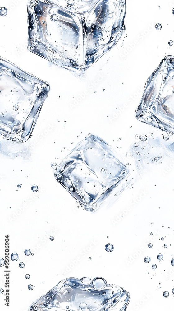 cube falling into water, tile