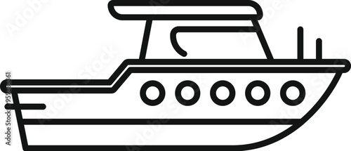 Simple outline style icon representing a motor yacht sailing on the sea