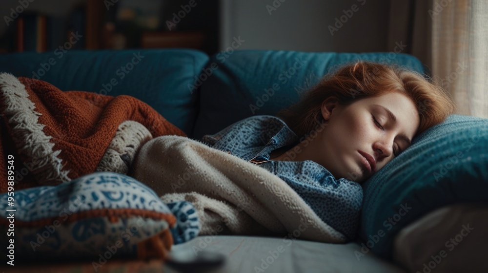 lazy woman is sleeping on the couch lazy woman is sleeping on the couch