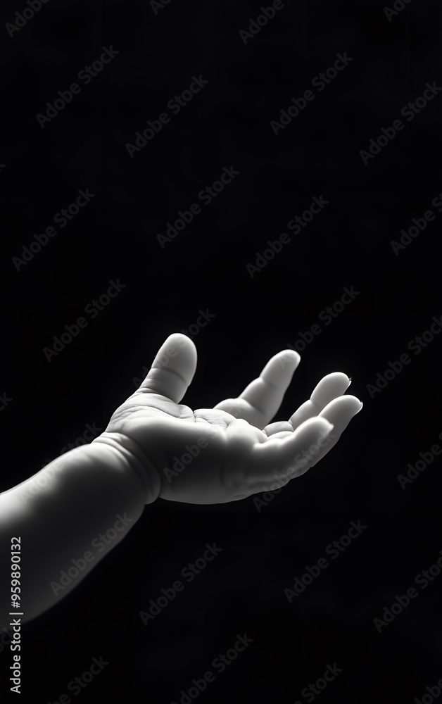 Fototapeta premium Newborn baby reaching out, symbolizing the start of a new life.