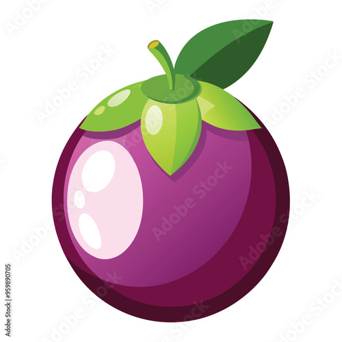 Mangosteen Fruit Vector Illustration