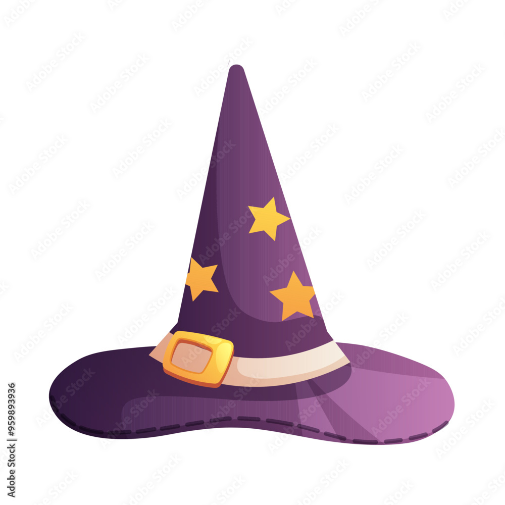 Drawn cone hat of witch, wizard with stars. Vector illustration on white background for Halloween Drawn cone hat of witch, wizard with stars. Vector illustration on white background for Halloween