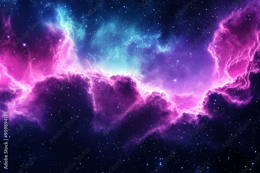 Fototapeta premium A vibrant cosmic background with stars and nebulae, perfect for creating sci-fi or fantasy-themed designs.