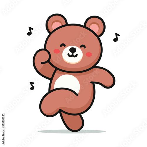 Cute Bear cartoon for toddlers vector illustration