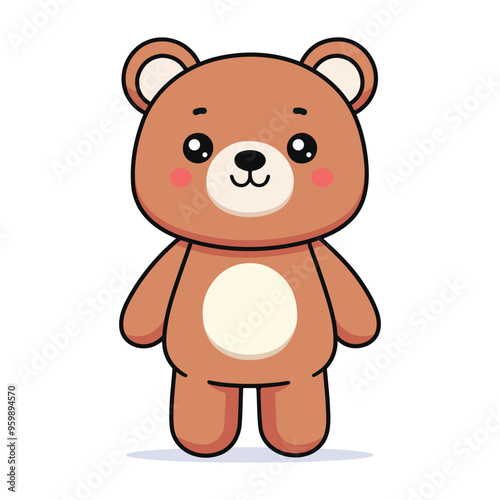 Cute Bear cartoon for toddlers vector illustration