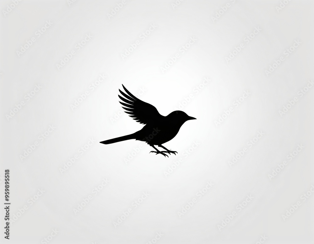 Fototapeta premium Bird silhouette logo design. icon in black and white color. Ai generated image.