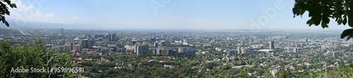 Panoramic view of Almaty city from Kok Tobe Mountain, Kazakhstan