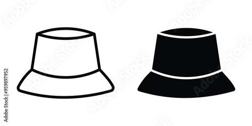 bucket hat glyph icon set, Fisherman's hat icon. Panama, bucket hat. symbol vector template collection