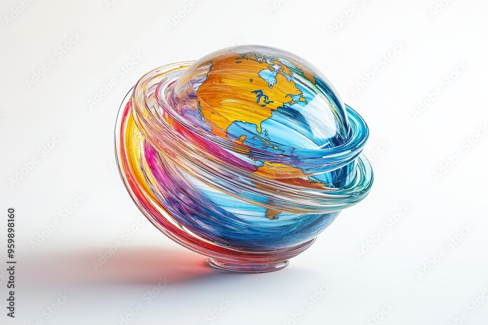 A 3D search engine globe with swirling search queries around it, representing the dynamic nature of internet searches A 3D search engine globe with swirling search queries around it, representing the dynamic nature of internet searches
