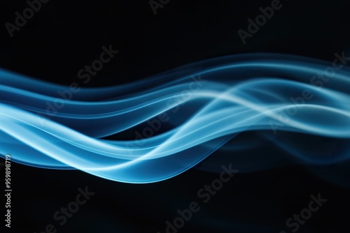 Abstract blue wavy smoke background. 