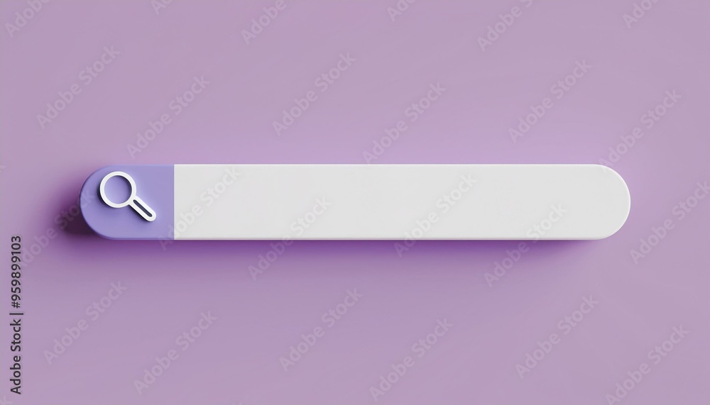 A minimalist search bar design on a soft purple background, ideal for digital project mockups or website interfaces. A minimalist search bar design on a soft purple background, ideal for digital project mockups or website interfaces.