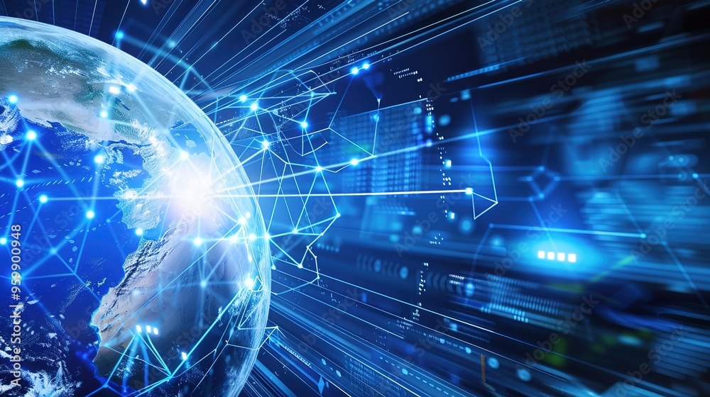 Background with glowing fiber optic connections, quantum computing netwo
rk, and electronic global intelligence. Background with glowing fiber optic connections, quantum computing netwo
rk, and electronic global intelligence.