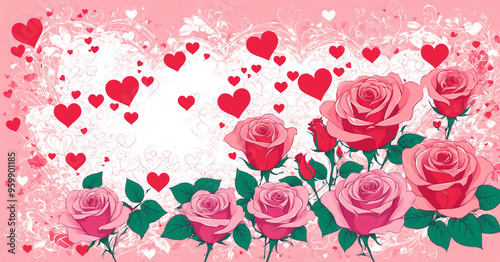 red roses and hearts, creat...