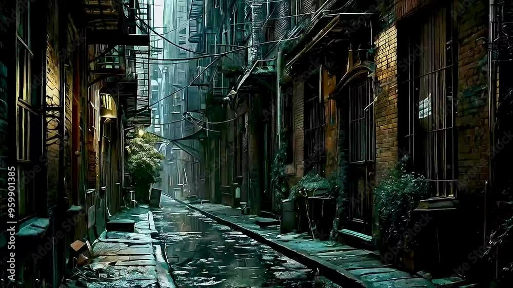a dark alley in a city a dark alley in a city