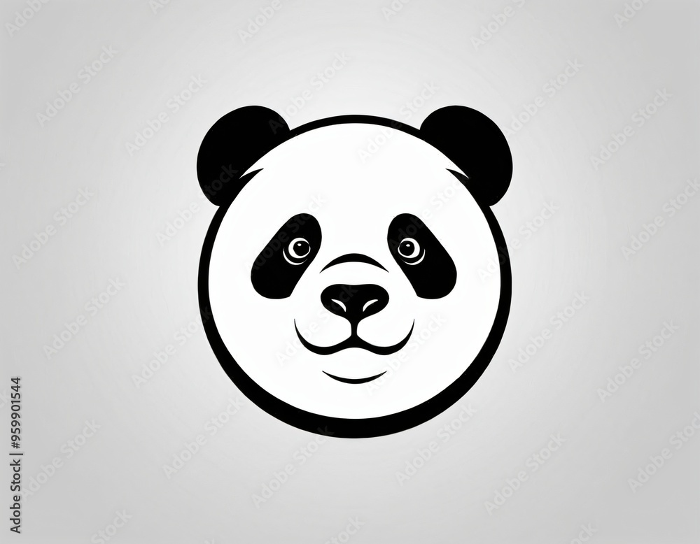 Fototapeta premium Panda head silhouette logo design. icon in black and white color. Ai generated image.