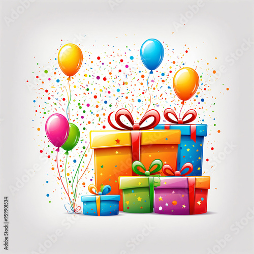 birthday gifts flat style, ...