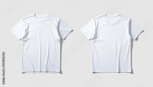front and back white t-shirt mockup with white background