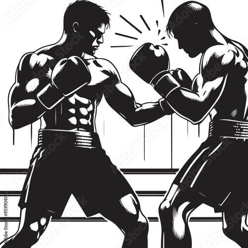 boxing player vector design clipart flat style artwork photo