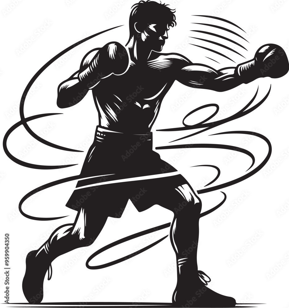 Fototapeta premium boxing player vector design clipart flat style artwork