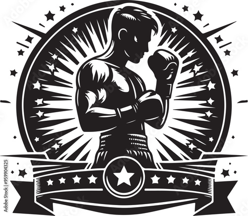 boxing player vector design clipart flat style artwork photo