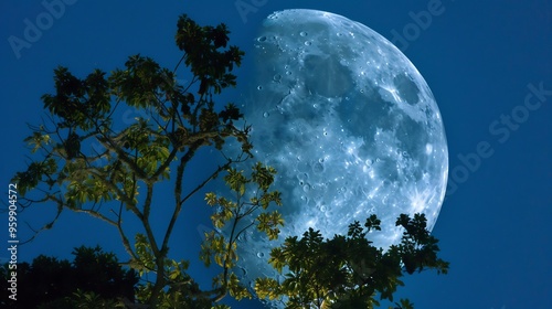 Mesmerizing Size Increase effect during an eclipse with the moon appearing magnified and striking against the night sky photo