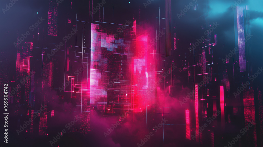cyberpunk futuristic cyberspace distorted technical glitch difficulties screen fuchsia black cyberpunk futuristic cyberspace distorted technical glitch difficulties screen fuchsia black