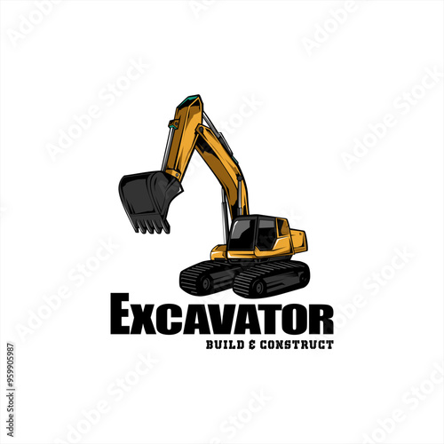  Excavator logo vector, excavator emblem logo design, excavator and mountain vector design, heavy equipment vehicle logo design, excavation logo design, excavator logo, excavation services