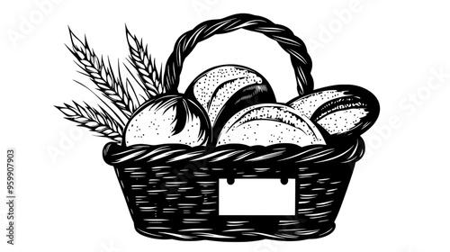 Breadbasket with a note about the flour's farm origin