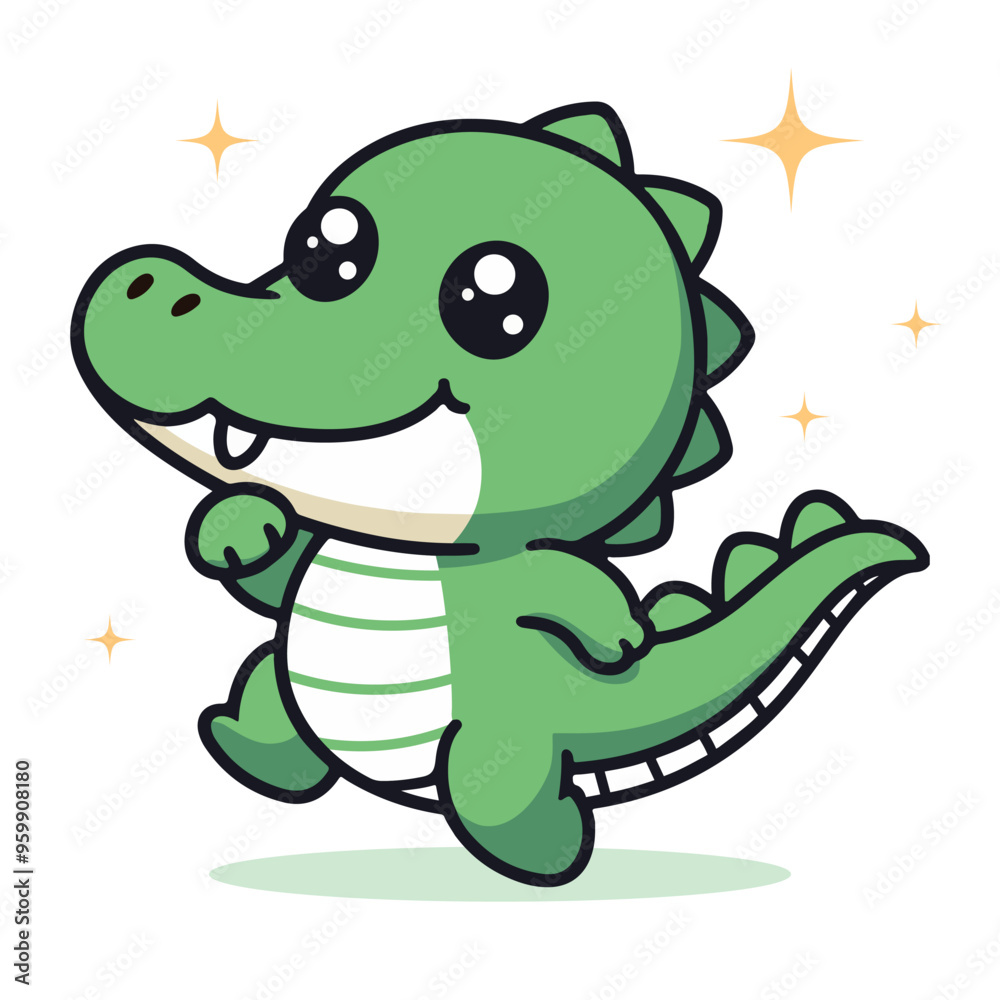 Fototapeta premium Adorable crocodile cartoon vector illustration in flat style