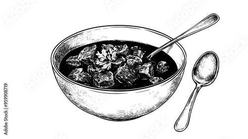 Slow-cooked beef stew in a bowl with vegetables and a spoon