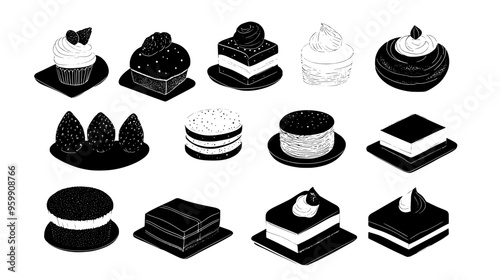Assortment of gourmet desserts displayed on a sleek, modern surface