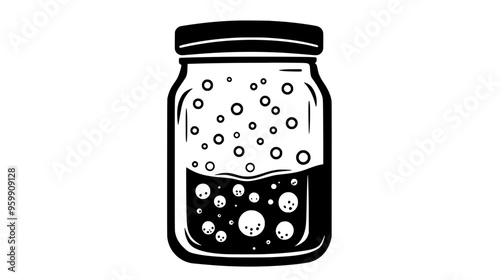 Fermentation jar with visible bubbles, indicating active fermentation of vegetables