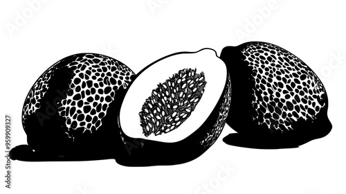 Opened snake fruit showing texture, displayed beside unopened snake fruit on a surface