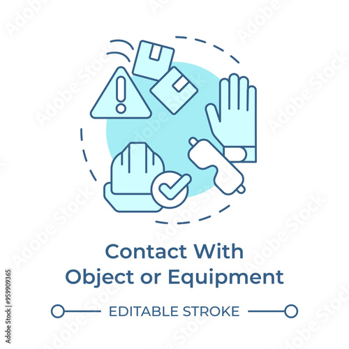 Protective work equipment soft blue concept icon. Labor tools, ppe. Workplace safety. Round shape line illustration. Abstract idea. Graphic design. Easy to use in infographic, presentation