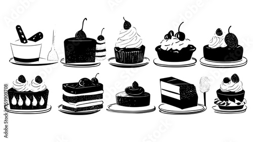 Assortment of gourmet desserts displayed on a sleek, modern surface