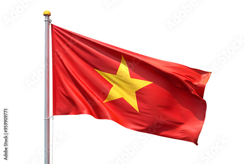 vietnam flag is flying. isolated on  transparent backgroundd photo