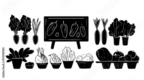 Display of produce with a sign indicating biodynamic farming methods