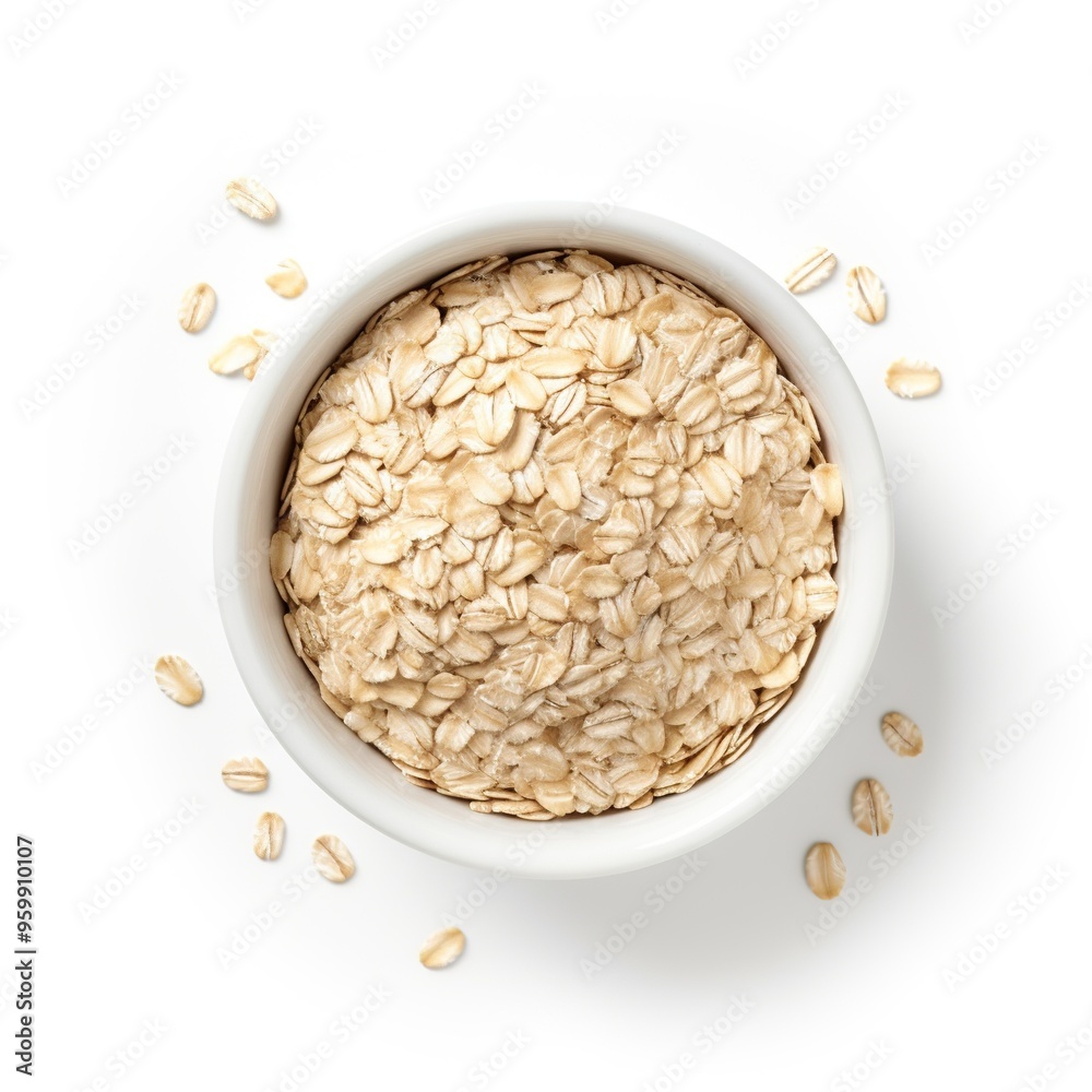 Oats top view isolated on a white background Oats top view isolated on a white background