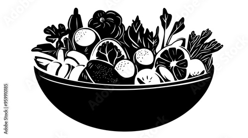 Gourmet salad bowl featuring various fresh, delicate, and finely arranged ingredients