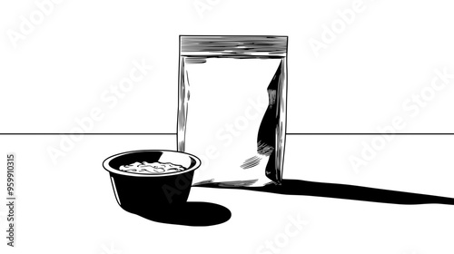 Sealed instant oatmeal packet on a table with a small disposable bowl